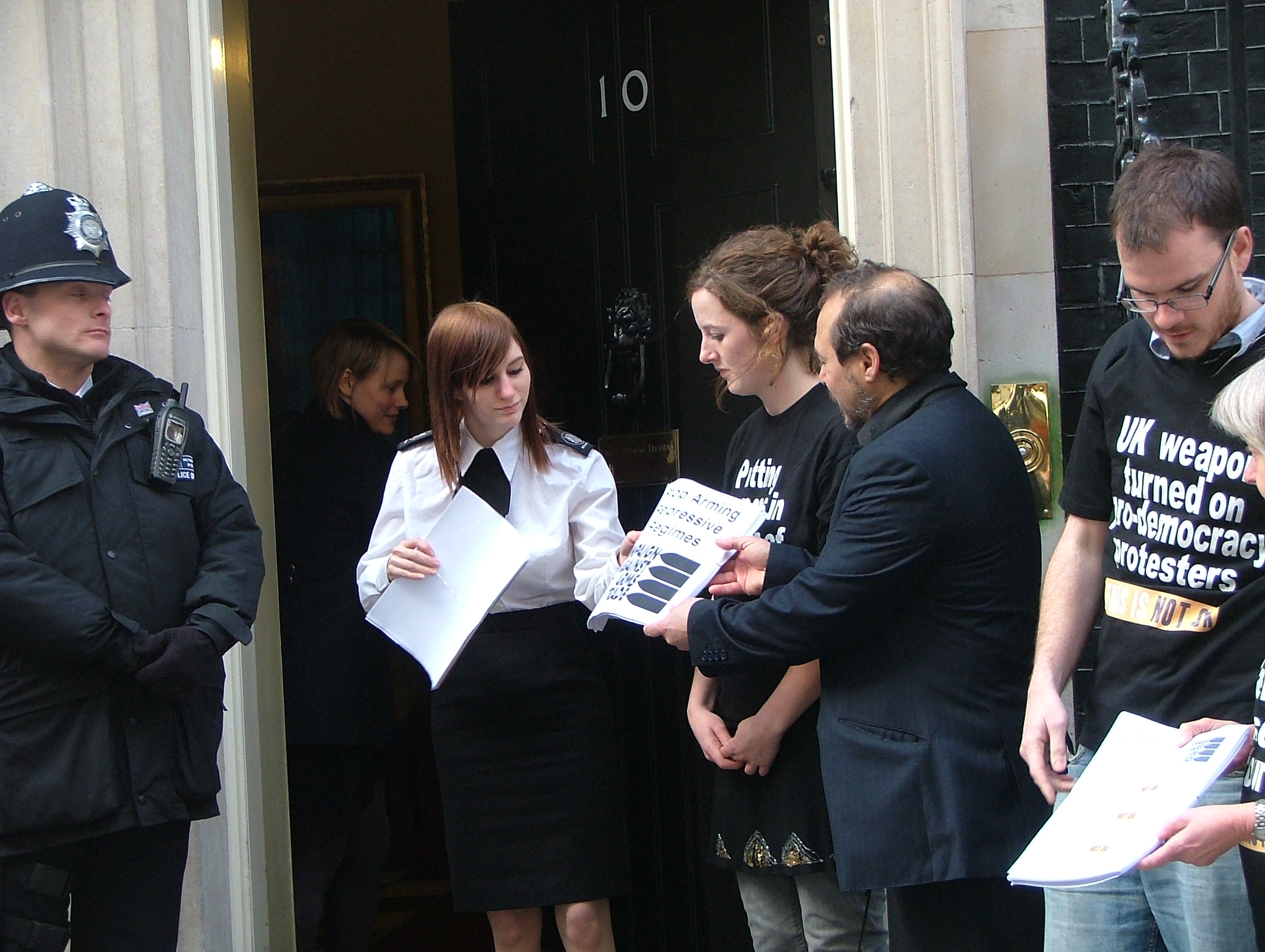 The door opens ... and CAAT presents the petition, 9 March 2011