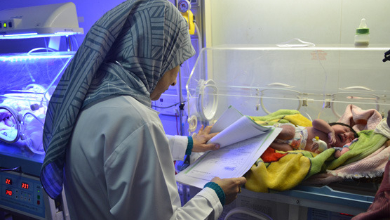Paediatrician Dr Samira Alaani examining another case at Fallujah General Hospital.