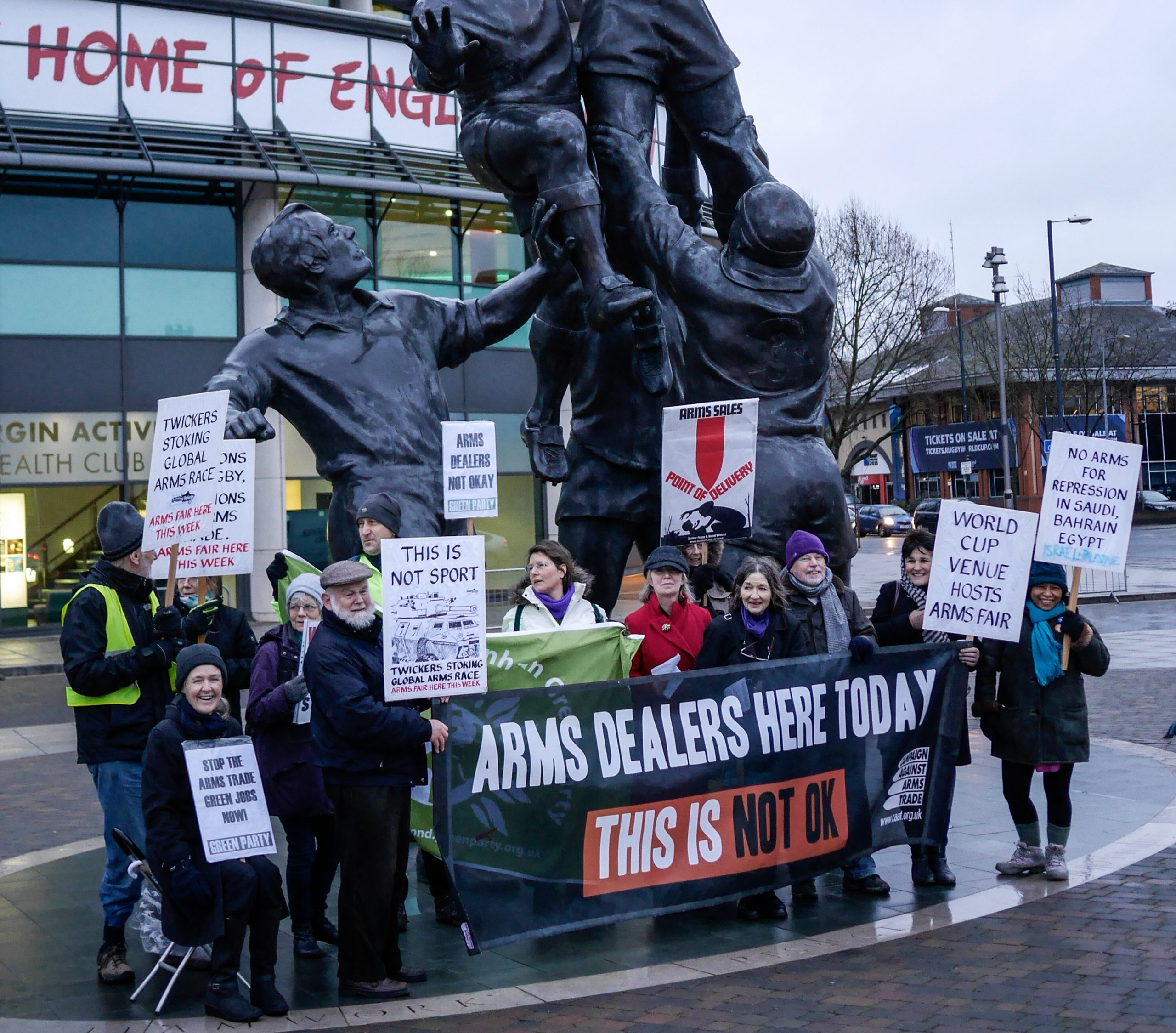Twickenham campaigners protest at the Rugby stadium