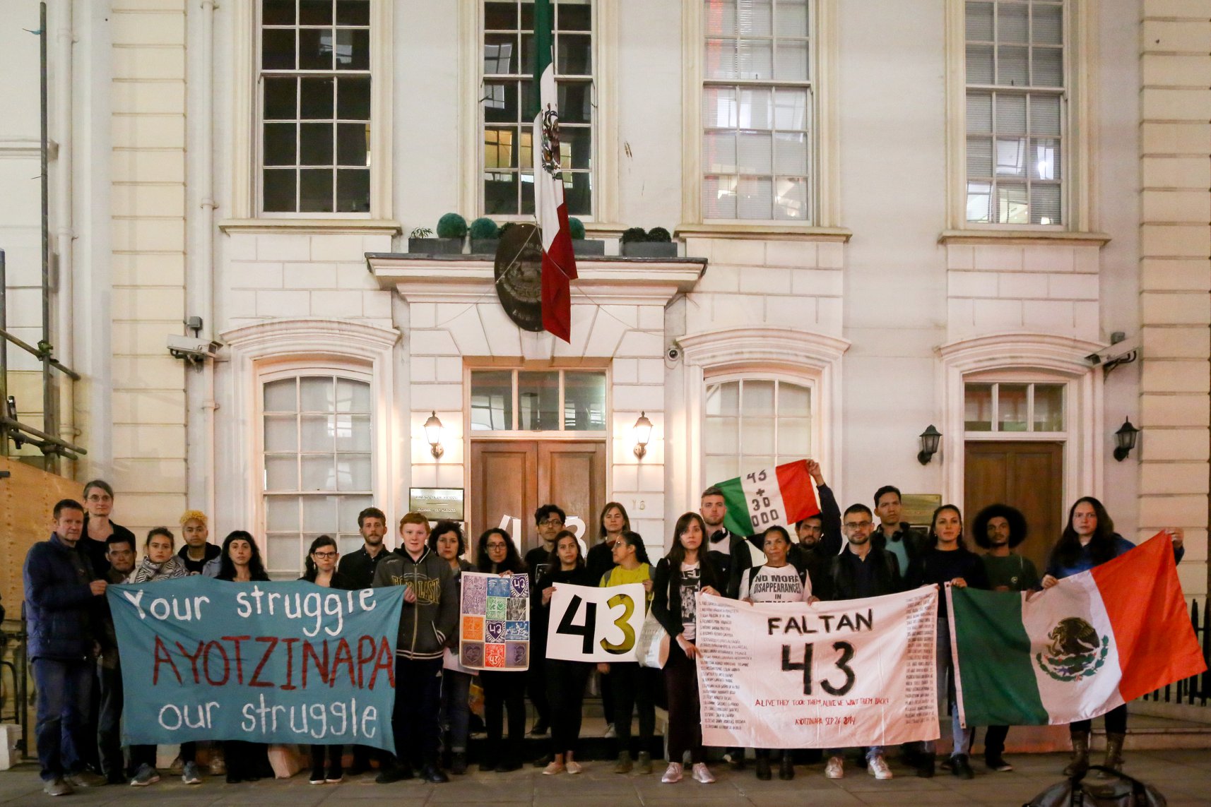Protest outside Mexican embassy calling for justice for 43 students that were disappeared