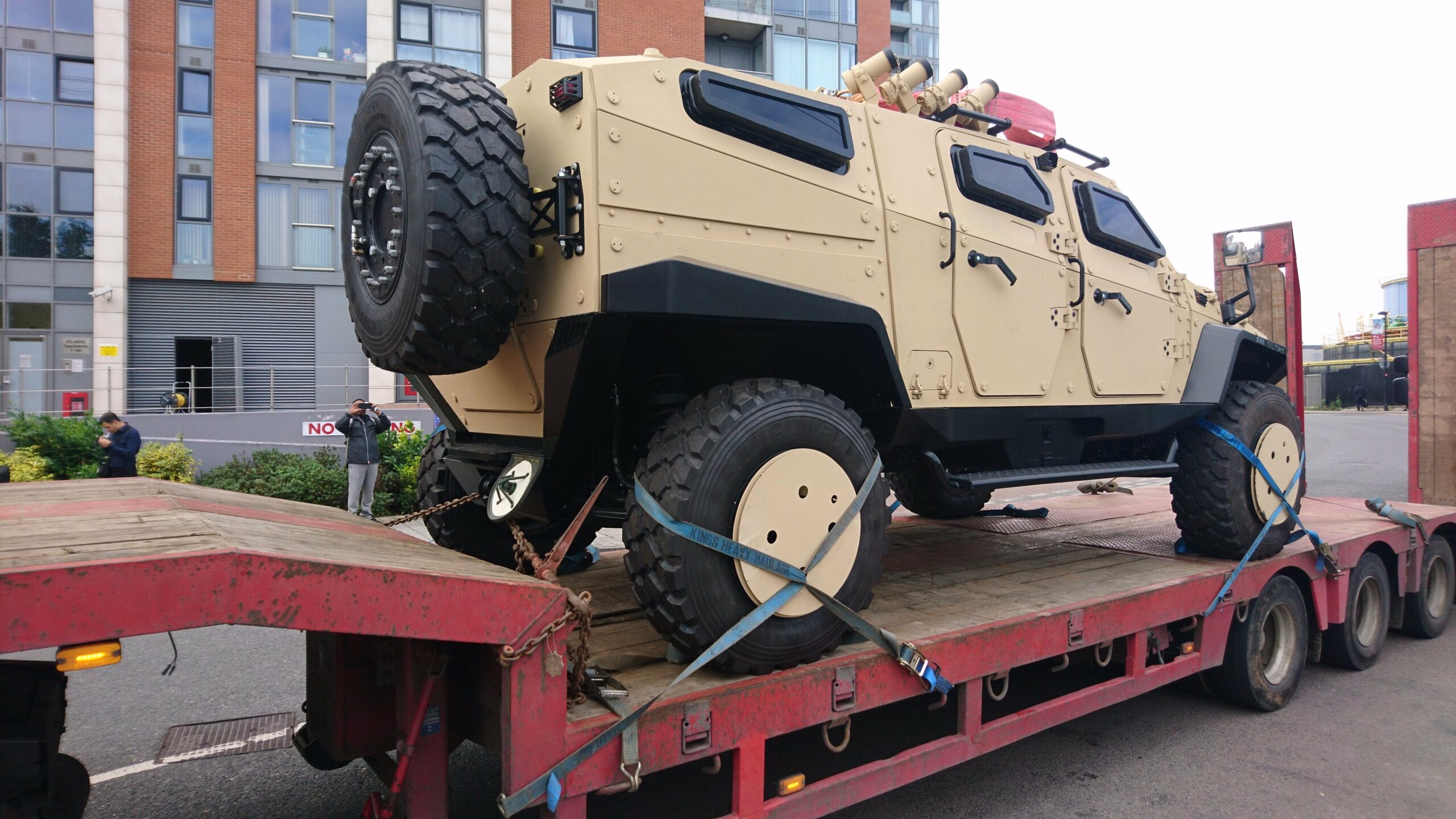 A Nurol armoured vehicle on its way into DSEI 2017