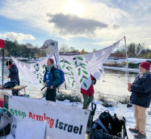 An excellent home made banner in the shape of a dove. Full marks!