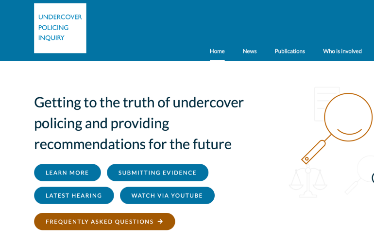 Screenshot from the undercover policing inquiry website
